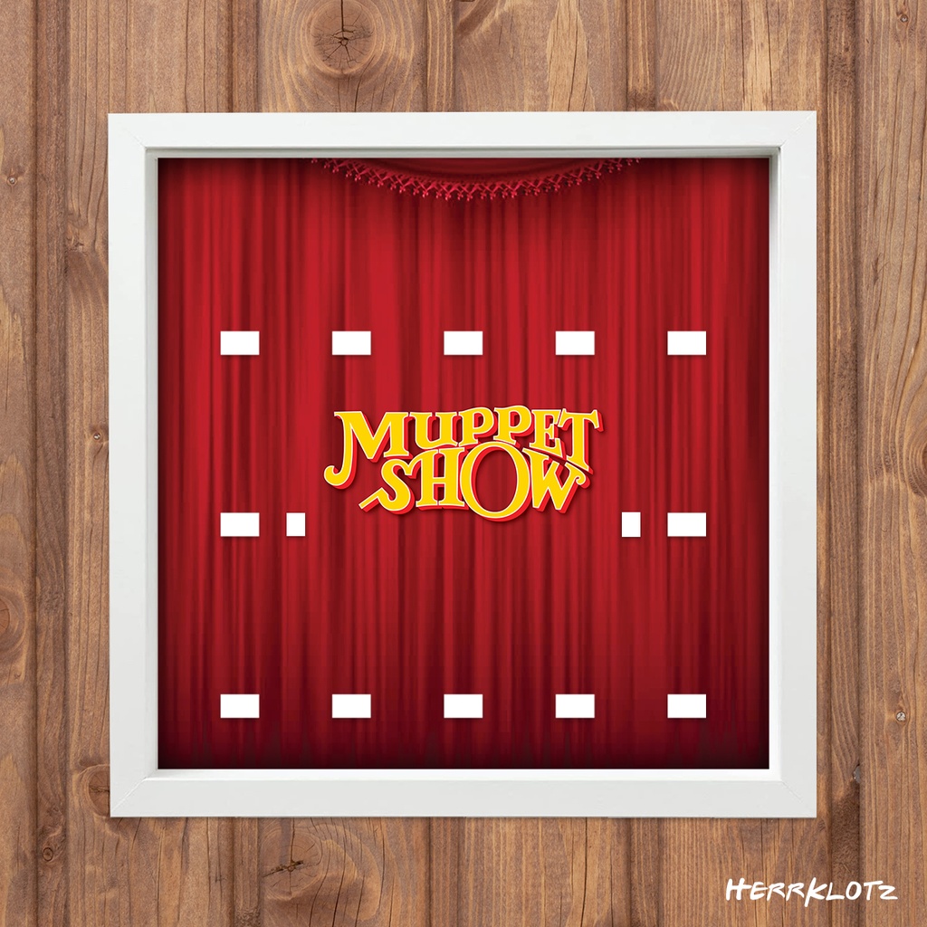 Displayrahmen für LEGO® Muppets (71033) - Motiv: Vorhang (Weiß)