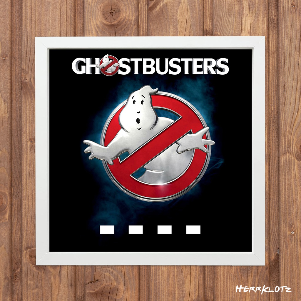 Displayrahmen für LEGO® Ghostbusters Minifiguren - Motiv: Logo 2016 (Weiß)