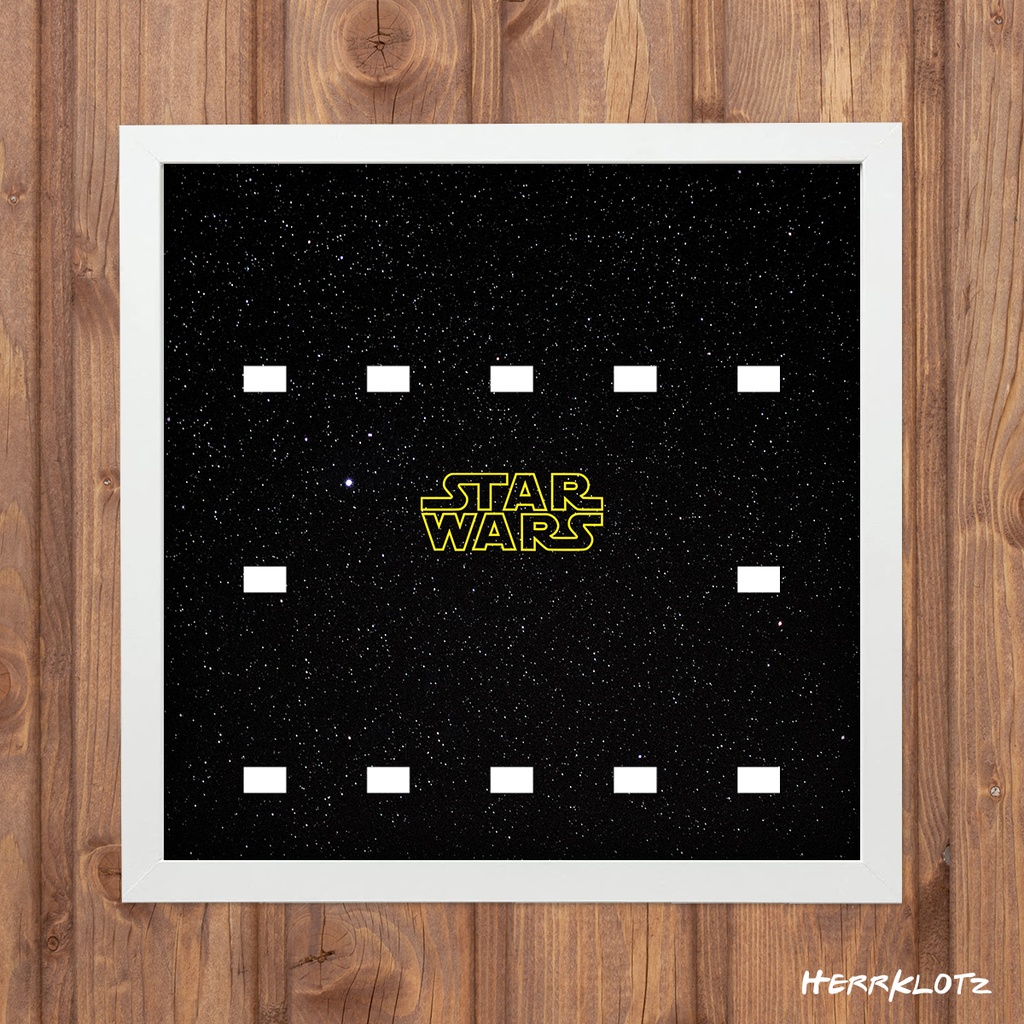 Displayrahmen für LEGO® Star Wars Minifiguren - Motiv: Space (Weiß, 12)