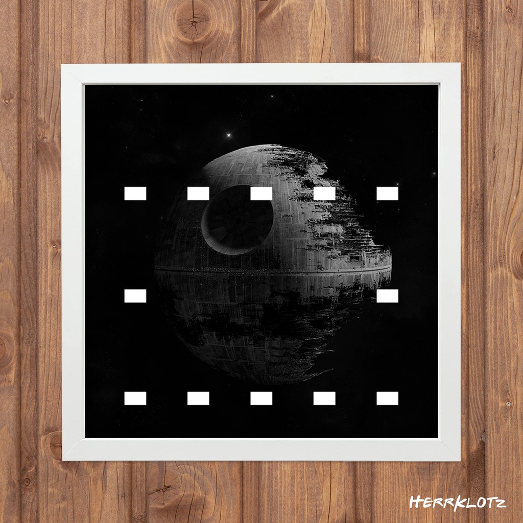Displayrahmen für LEGO® Star Wars Minifiguren - Motiv: Death Star (Weiß, 12)