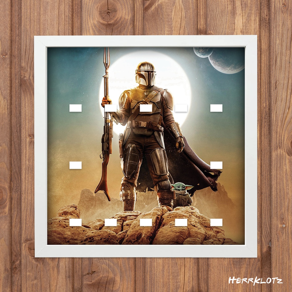 Displayrahmen für LEGO® Star Wars Minifiguren - Motiv: Mandalorian (Weiß, 12)