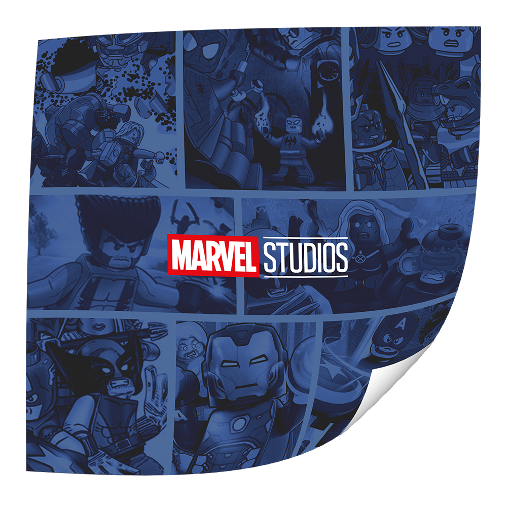 Fotoeinleger für Minifiguren Serie Marvel - Motiv: Comics (25x25 cm)