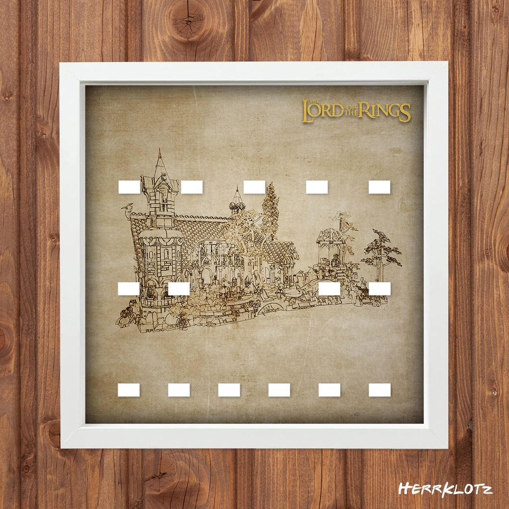 Displayrahmen für LEGO® Icons - Bruchtal (der Herr der Ringe) (Weiß)
