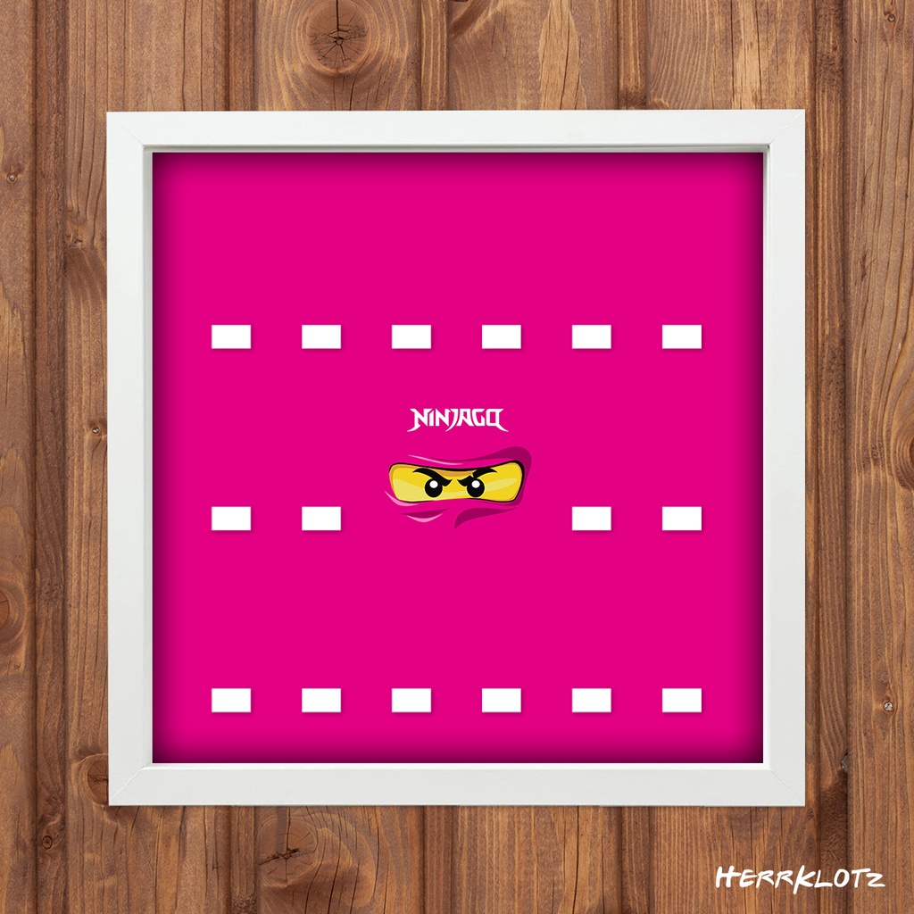 Displayrahmen für LEGO® Minifiguren - Ninjago - Pink (Weiß)