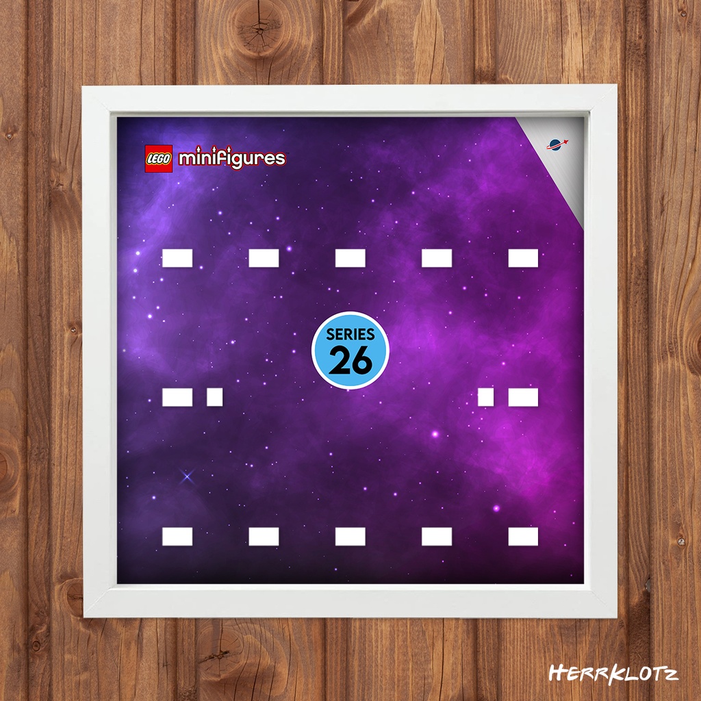 Displayrahmen für LEGO® Minifiguren Serie 26 Space (Weiß)