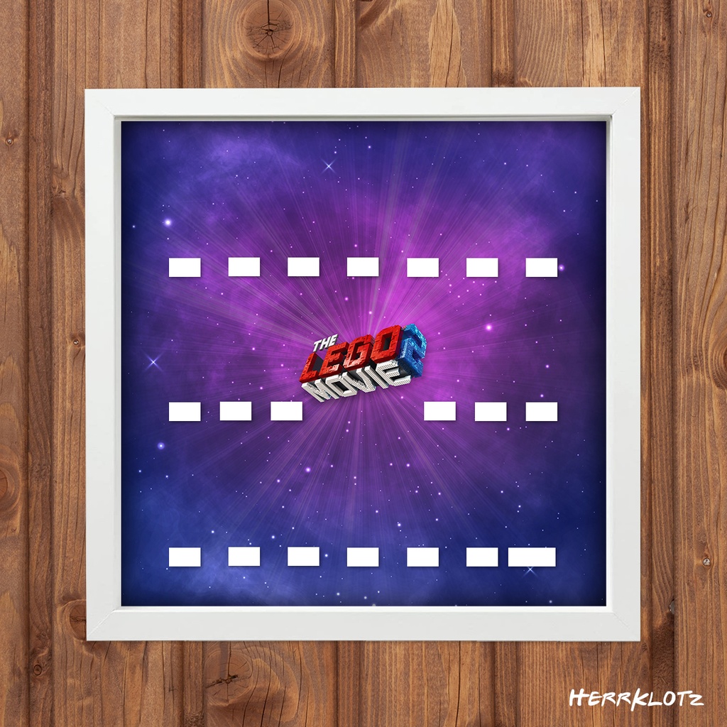 Displayrahmen für LEGO® Minifiguren Serie Movie 2 (Weiß)