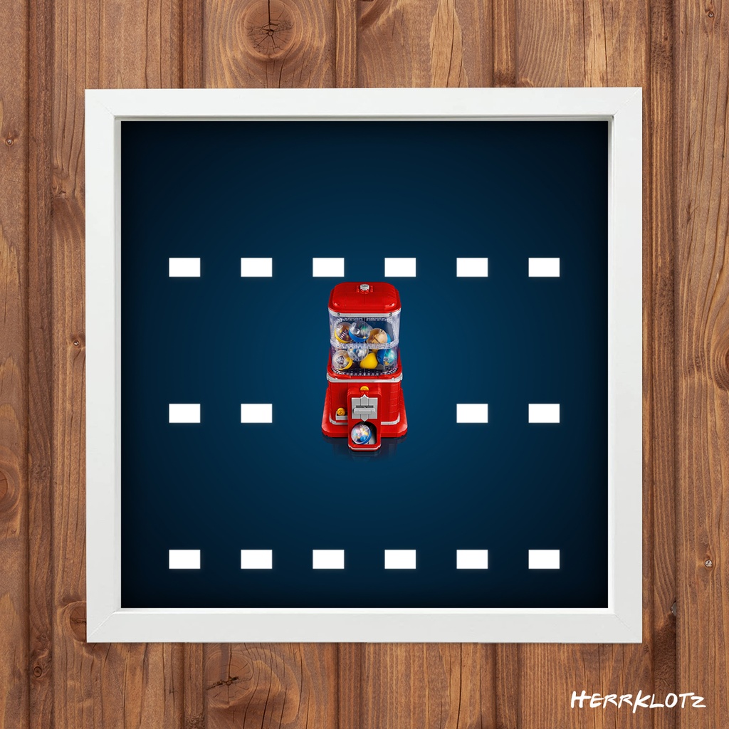 Displayrahmen für LEGO® Spielzeugautomat mit Minifiguren - ideas 21358 (Motiv 2) (Weiß)