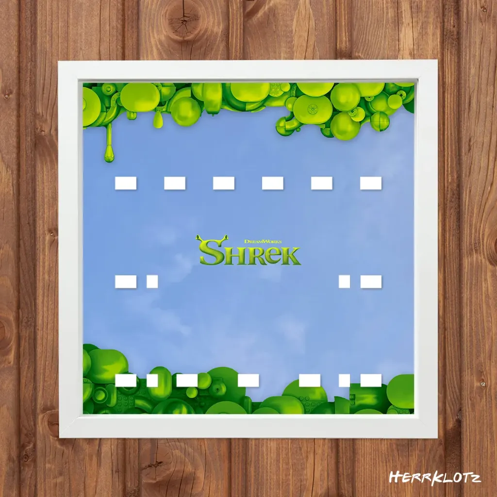 Displayrahmen für LEGO® Minifiguren Serie Shrek (Weiß)